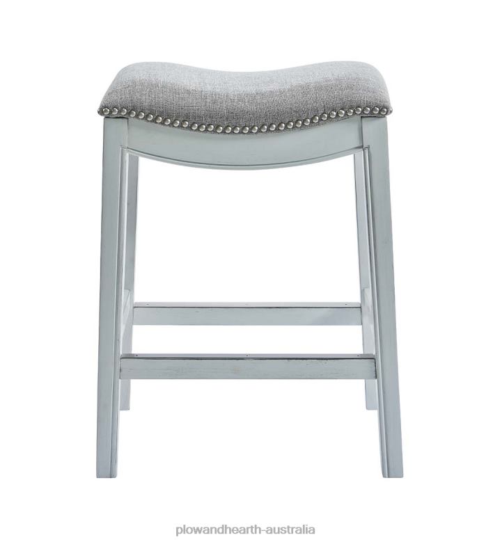 Plow & Hearth Clara Tall Saddle Seat Barstool - White P22BD2055 Furniture