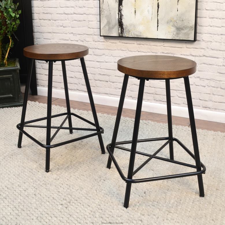 Plow & Hearth Farmhouse Counter Stools, Set of 2 P22BD2042 Furniture