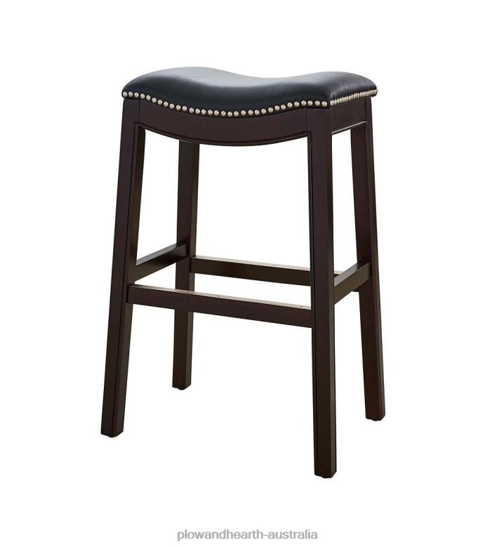 Plow & Hearth Lena Tall Saddle Seat Barstool - Black P22BD2043 Furniture