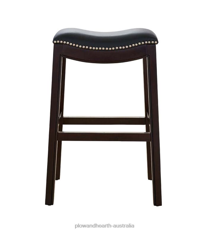 Plow & Hearth Lena Tall Saddle Seat Barstool - Black P22BD2043 Furniture