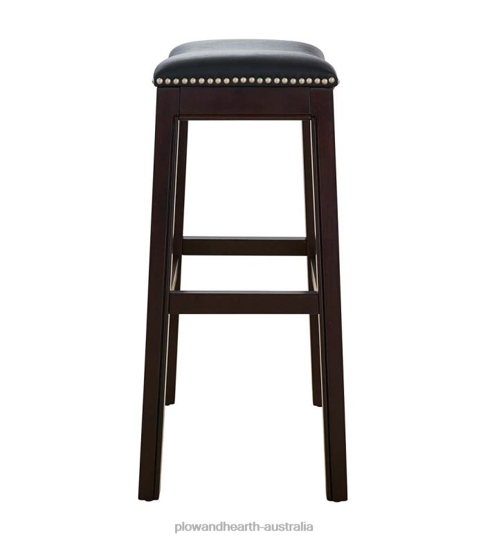 Plow & Hearth Lena Tall Saddle Seat Barstool - Black P22BD2043 Furniture