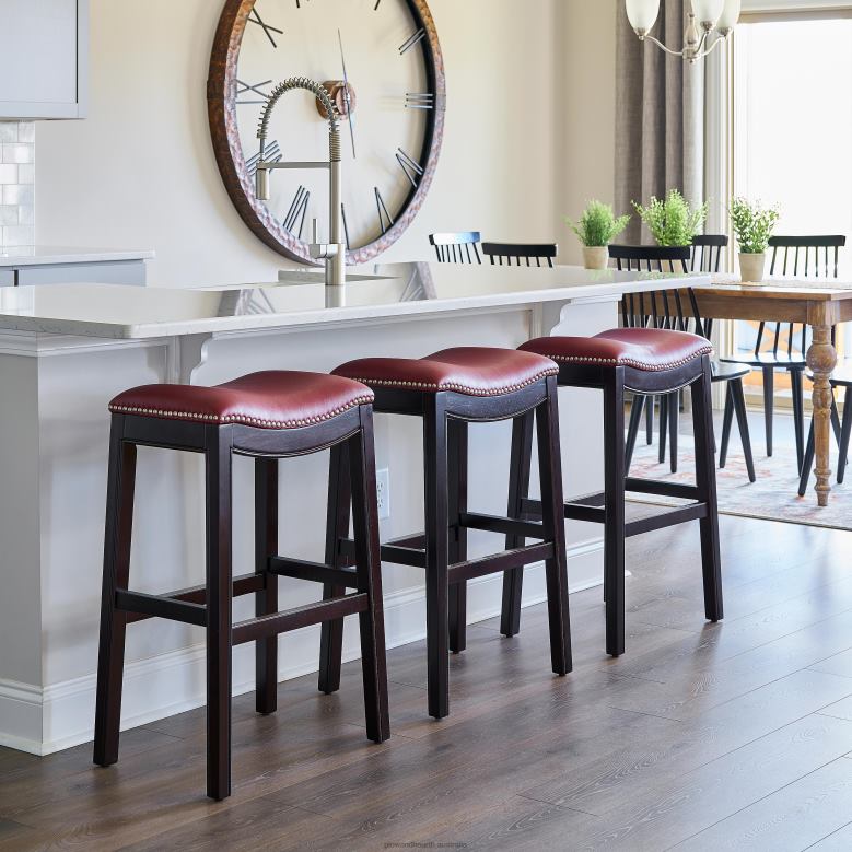 Plow & Hearth Lena Tall Saddle Seat Barstool - Black P22BD2043 Furniture