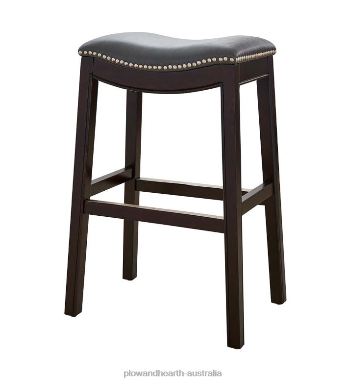 Plow & Hearth Lena Tall Saddle Seat Barstool - Black P22BD2043 Furniture