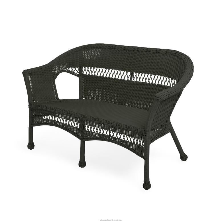 Plow & Hearth Easy Care Resin Wicker Love Seat - Black P22BD3158 Furniture