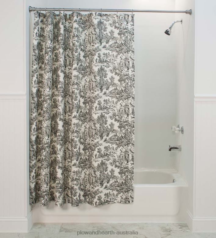 Plow & Hearth Victoria Park Toile Cotton Shower Curtain - Blue P22BD2704 Houseware