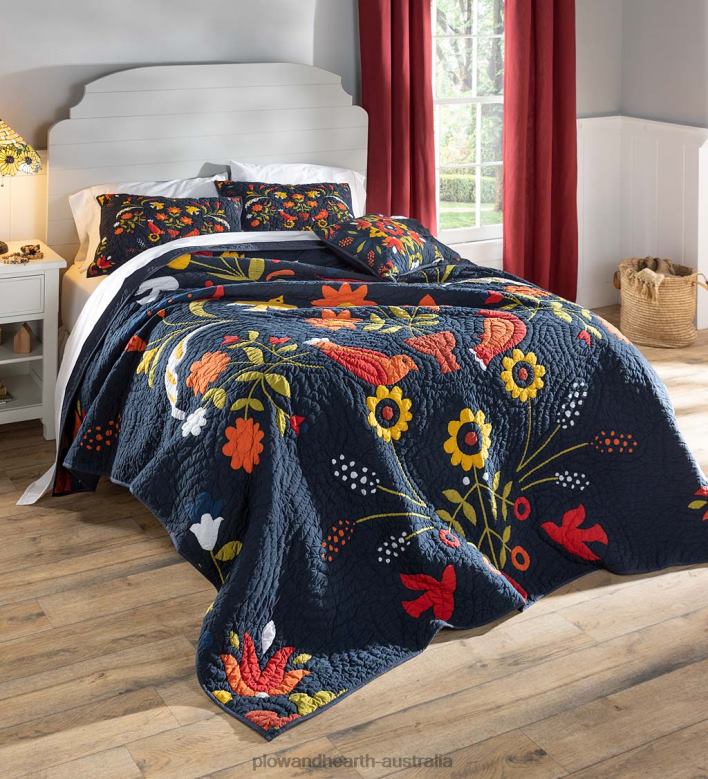 Plow & Hearth Ansley Folk Art Quilt Set P22BD2649 Houseware