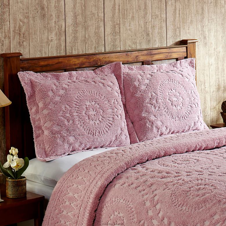 Plow & Hearth Corinne Tufted Cotton Chenille Sham - Ivory - King P22BD2654 Houseware