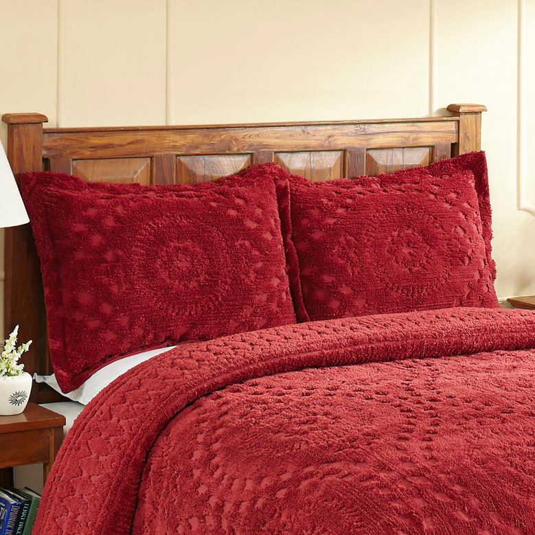 Plow & Hearth Corinne Tufted Cotton Chenille Sham - Ivory - King P22BD2654 Houseware