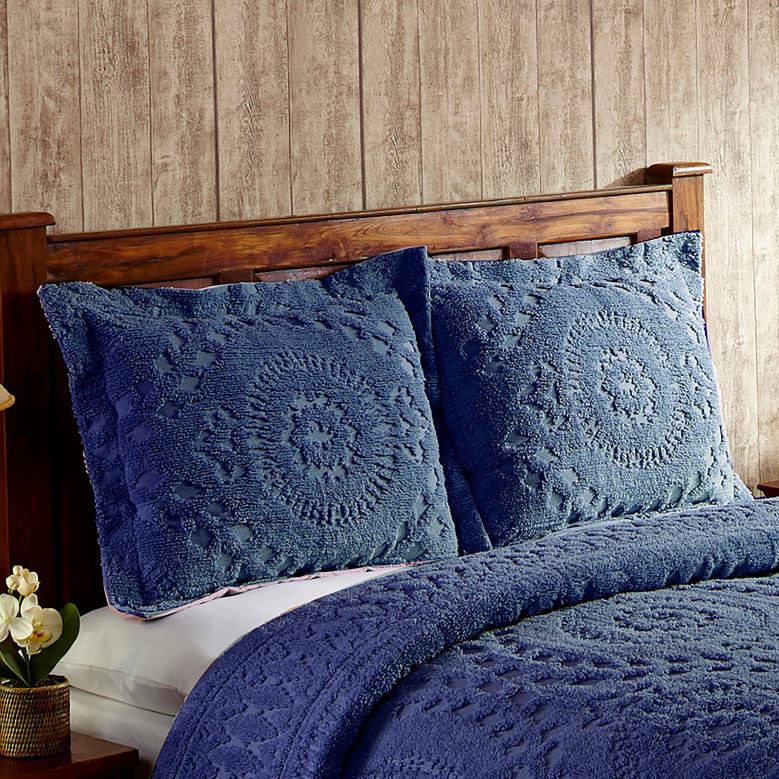 Plow & Hearth Corinne Tufted Cotton Chenille Sham - Ivory - King P22BD2654 Houseware