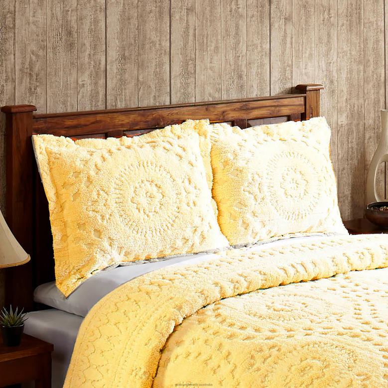 Plow & Hearth Corinne Tufted Cotton Chenille Sham - Ivory - King P22BD2654 Houseware