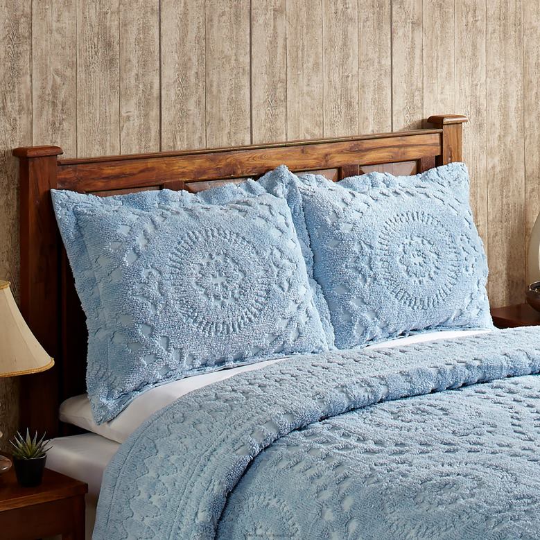 Plow & Hearth Corinne Tufted Cotton Chenille Sham - Ivory - King P22BD2654 Houseware