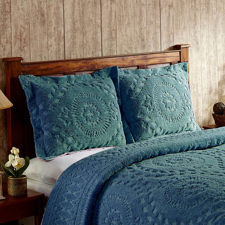 Plow & Hearth Corinne Tufted Cotton Chenille Sham - Ivory - King P22BD2654 Houseware