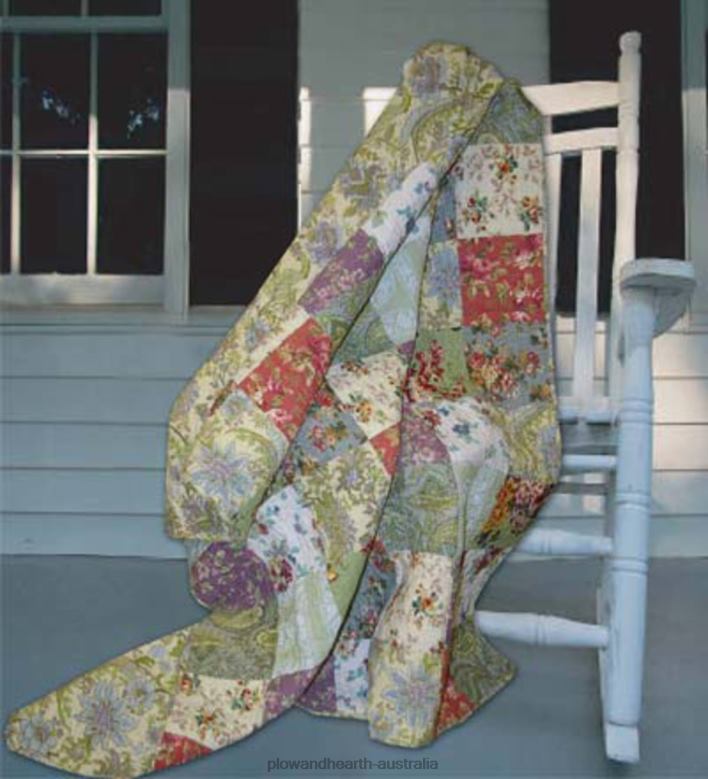 Plow & Hearth Cotton Wildflower Patchwork Block Quilt Bonus Set P22BD2660 Houseware