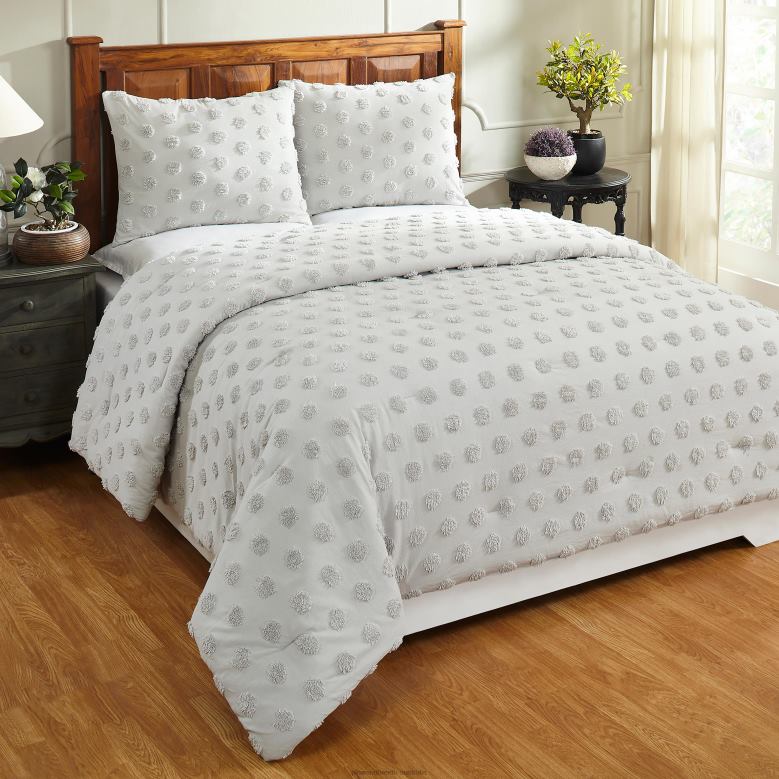 Plow & Hearth Sloane Cotton Comforter with Shams Set - Blue - King P22BD2659 Houseware