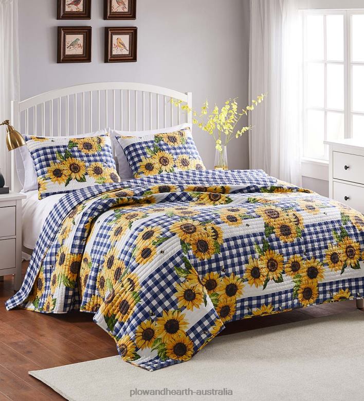 Plow & Hearth Sunflower Fields Quilted Bedding Set, P22BD2677 Houseware