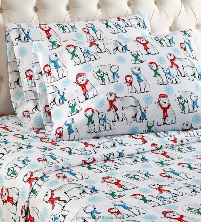Plow & Hearth Polar Bears Micro Flannel Sheet Set P22BD2685 Houseware