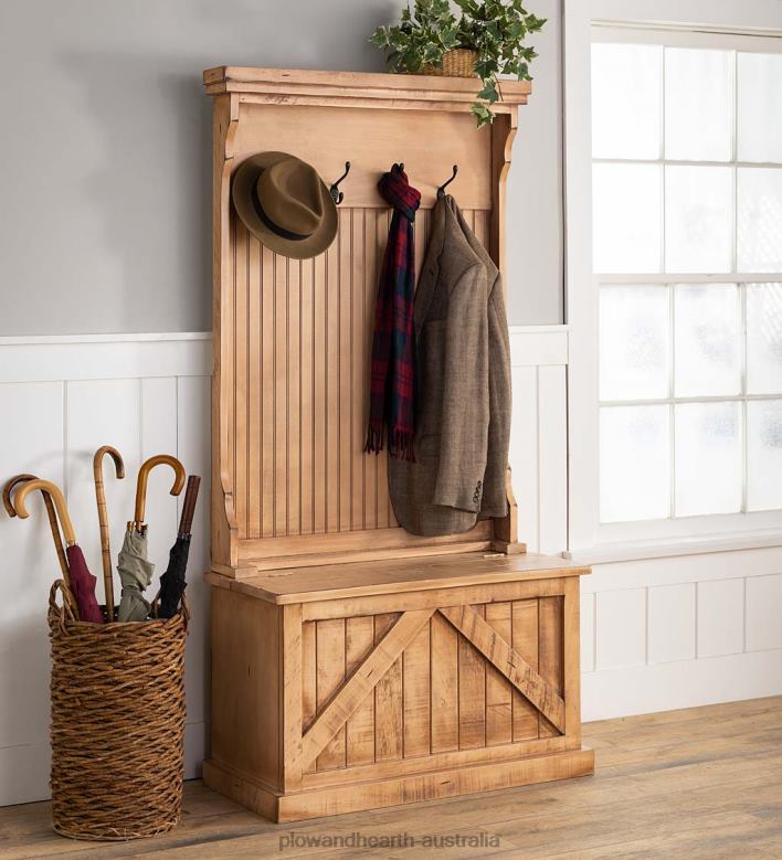 Plow & Hearth Bowling Green Hall Tree with Storage Bench - Rustic Black P22BD2067 Houseware