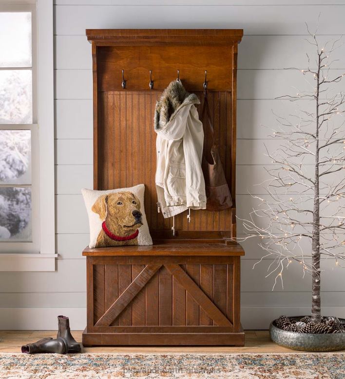 Plow & Hearth Bowling Green Hall Tree with Storage Bench - Rustic Black P22BD2067 Houseware