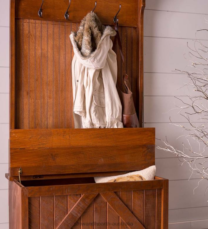 Plow & Hearth Bowling Green Hall Tree with Storage Bench - Rustic Black P22BD2067 Houseware