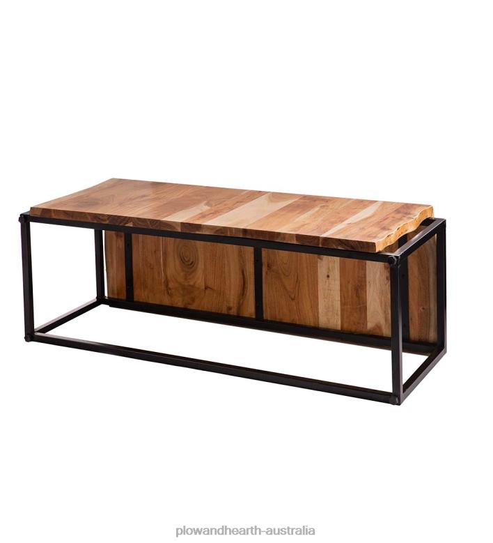 Plow & Hearth Live-Edge Acacia Wood Waterfall Bench P22BD2068 Houseware