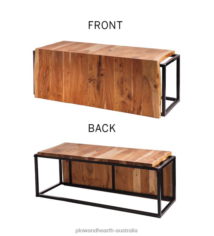 Plow & Hearth Live-Edge Acacia Wood Waterfall Bench P22BD2068 Houseware