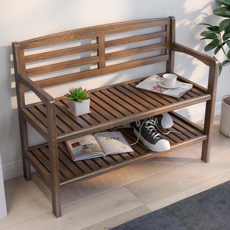 Plow & Hearth Wooden Entryway Bench - Espresso P22BD2063 Houseware