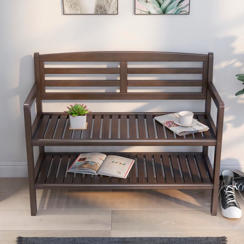 Plow & Hearth Wooden Entryway Bench - Espresso P22BD2063 Houseware