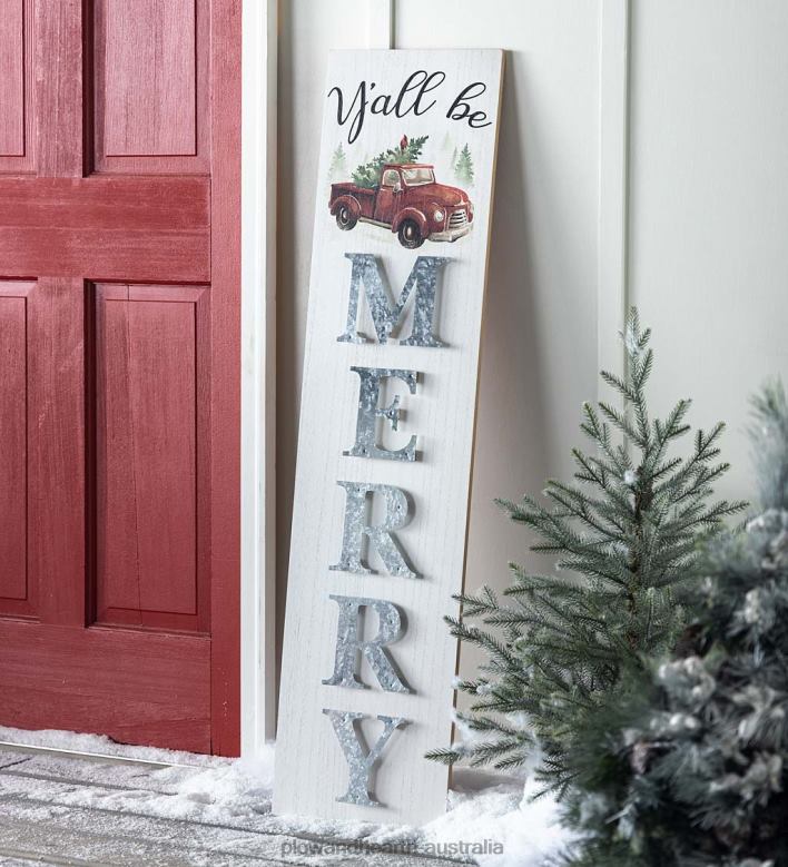 Plow & Hearth Double-Sided Fall/Holiday Greeting Wooden Standing Porch Leaner P22BD1490 Houseware