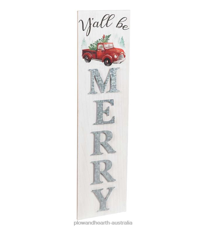 Plow & Hearth Double-Sided Fall/Holiday Greeting Wooden Standing Porch Leaner P22BD1490 Houseware