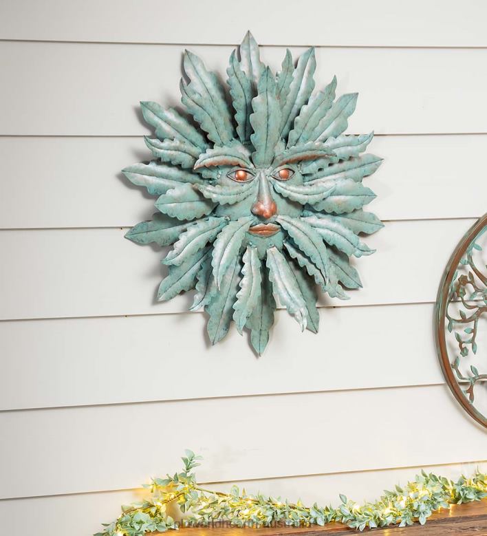 Plow & Hearth Green Man Distressed Metal Wall Art P22BD1544 Houseware