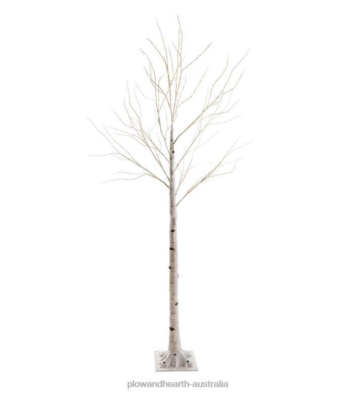 Plow & Hearth Indoor/Outdoor Birch Tree with Warm White and Multicolor Lights P22BD1481 Houseware