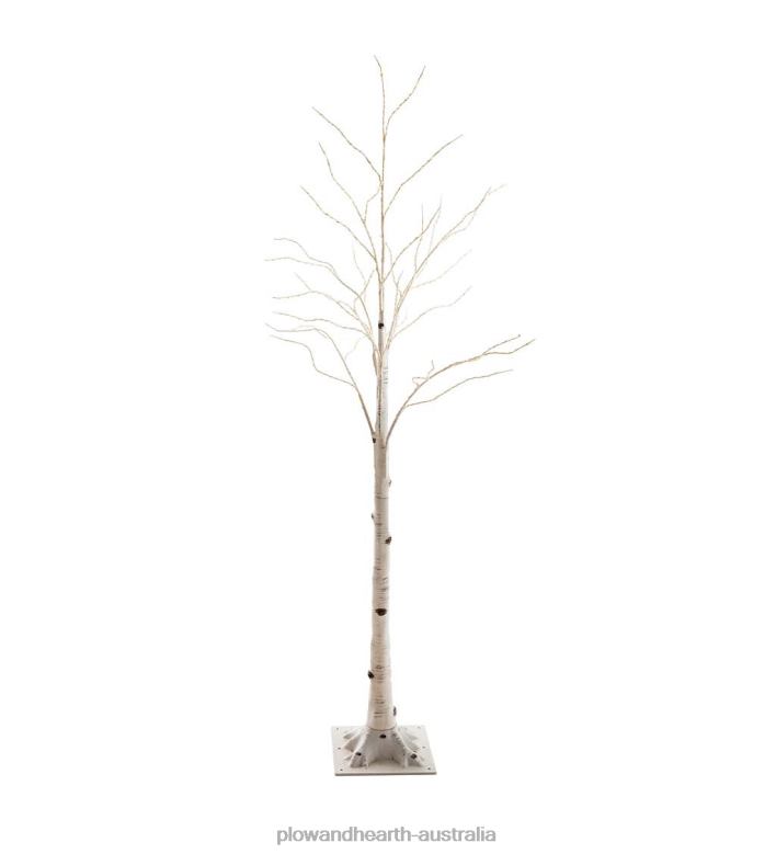 Plow & Hearth Indoor/Outdoor Birch Tree with Warm White and Multicolor Lights P22BD1481 Houseware