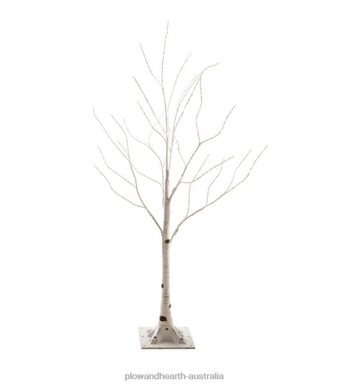 Plow & Hearth Indoor/Outdoor Birch Tree with Warm White and Multicolor Lights P22BD1481 Houseware