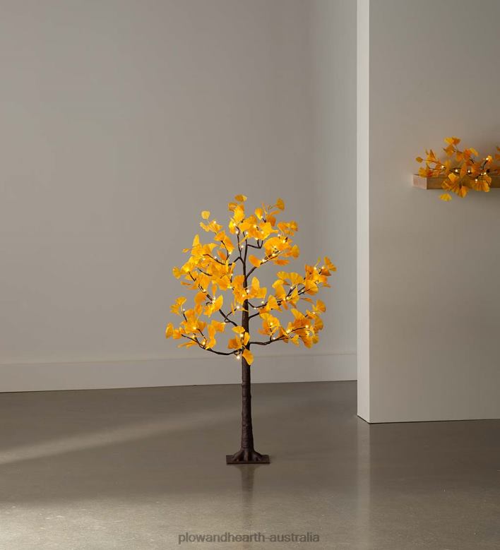Plow & Hearth Indoor/Outdoor Electric Lighted Yellow Gingko Trees P22BD1580 Houseware