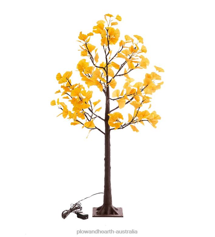 Plow & Hearth Indoor/Outdoor Electric Lighted Yellow Gingko Trees P22BD1580 Houseware