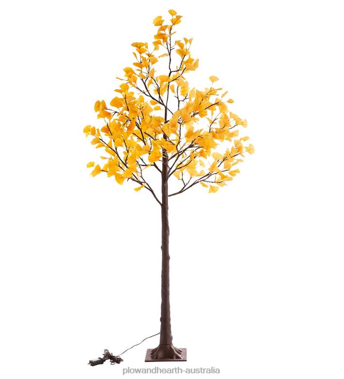 Plow & Hearth Indoor/Outdoor Electric Lighted Yellow Gingko Trees P22BD1580 Houseware