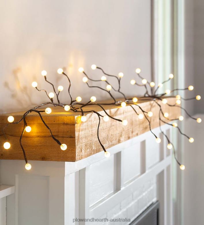 Plow & Hearth Indoor/Outdoor Globe Lighted Branch Garland with 48 Lights P22BD1486 Houseware