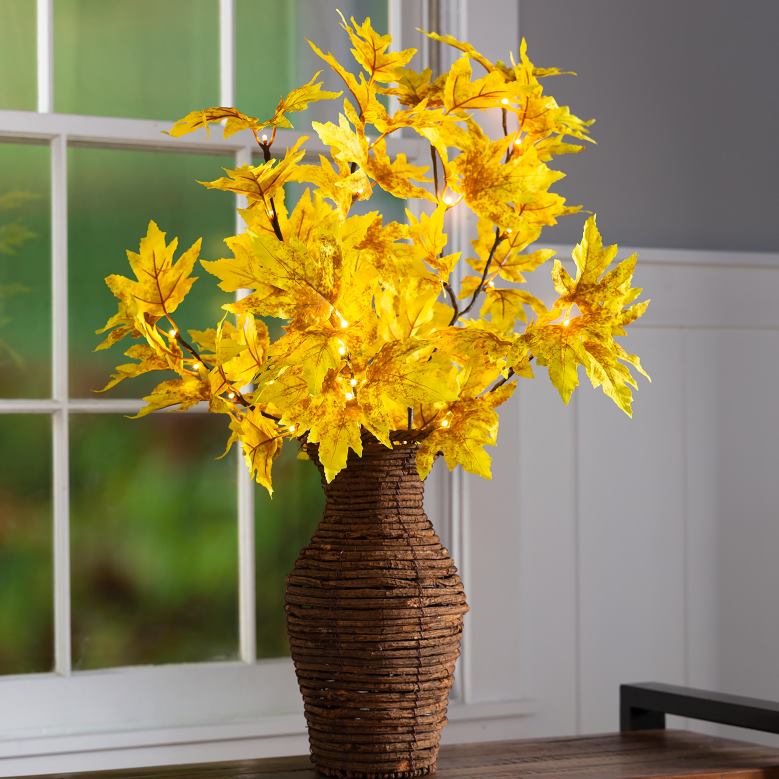 Plow & Hearth Indoor/Outdoor Lighted Golden Sugar Maple Tree Branches, Set of 2 P22BD1579 Houseware