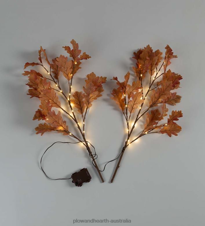 Plow & Hearth Indoor/Outdoor Lighted Rust Oak Branches, Set of 2 P22BD1564 Houseware