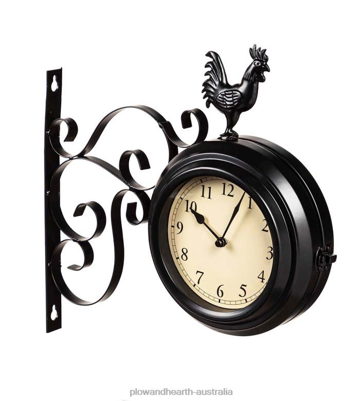 Plow & Hearth Outdoor Rooster Clock and Thermometer P22BD1527 Houseware