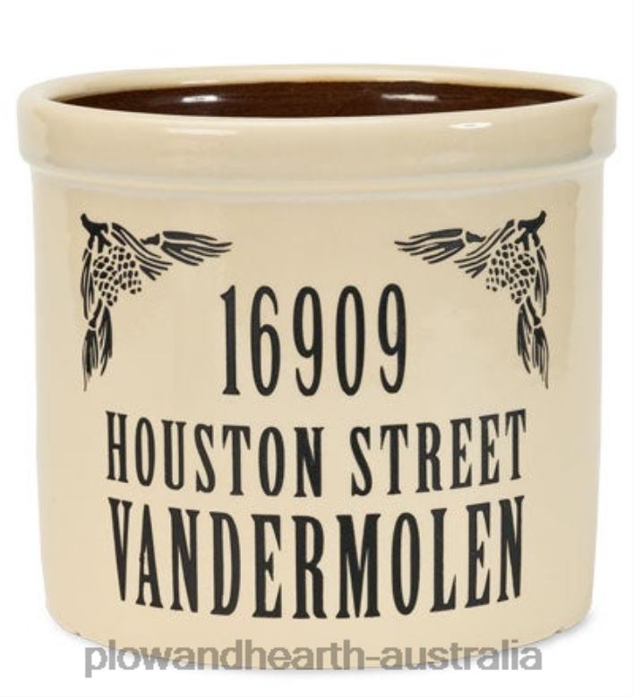 Plow & Hearth Personalized Crock With Name And Address - Blue Pine Cone P22BD1509 Houseware