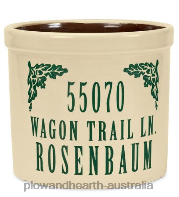 Plow & Hearth Personalized Crock With Name And Address - Blue Pine Cone P22BD1509 Houseware