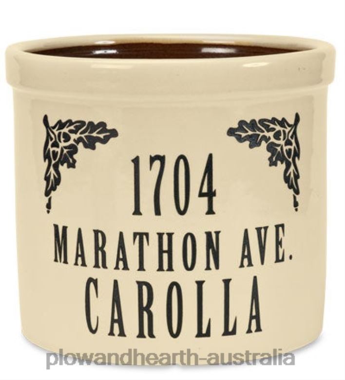 Plow & Hearth Personalized Crock With Name And Address - Blue Pine Cone P22BD1509 Houseware