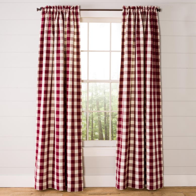Plow & Hearth Buffalo Check Rod-Pocket Cotton Curtains, 84 L Pair - Natural P22BD3189 Houseware