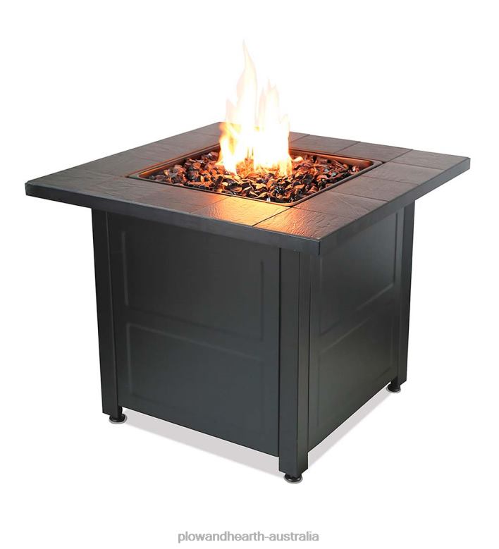 Plow & Hearth Brookdale Outdoor LP Gas Fire Pit with Stamped Tile Mantel, 30P22BD1617 Houseware