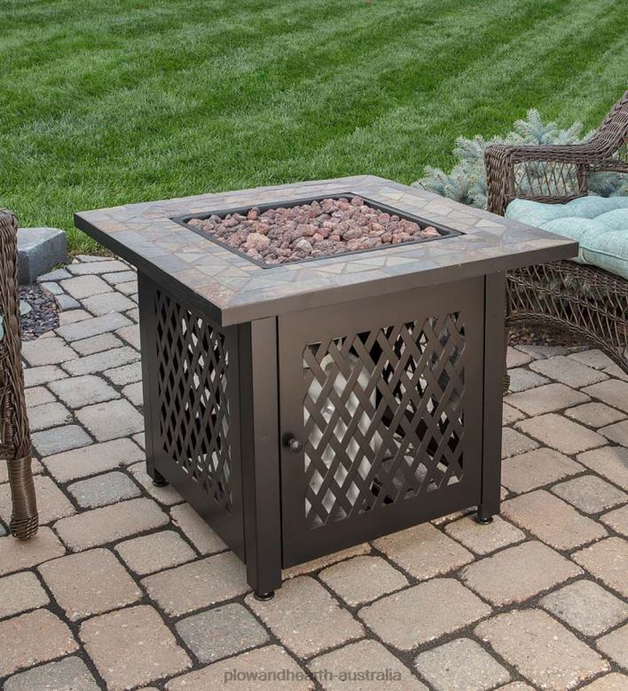 Plow & Hearth Dolan Outdoor LP Gas Fire Pit with Slate Tile Top, 30P22BD1626 Houseware