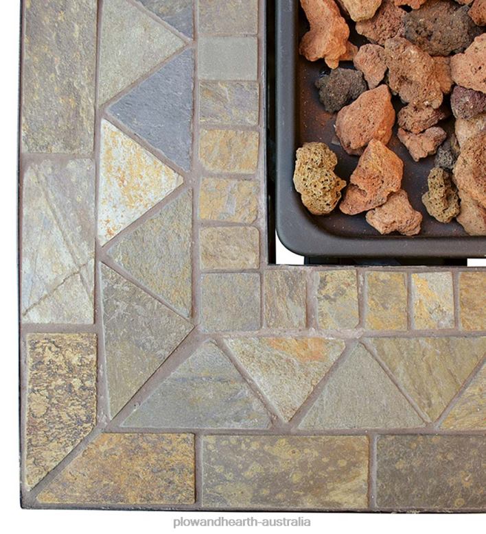 Plow & Hearth Dolan Outdoor LP Gas Fire Pit with Slate Tile Top, 30P22BD1626 Houseware