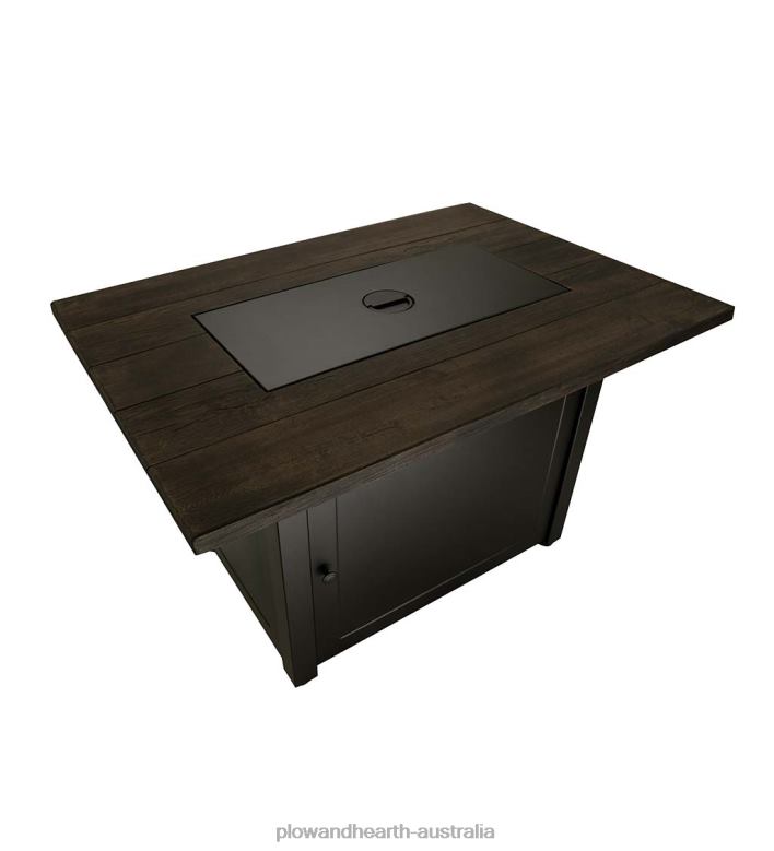 Plow & Hearth Kamden Propane Gas Fire Pit with Faux Wood Tabletop and Glass Rocks P22BD1609 Houseware