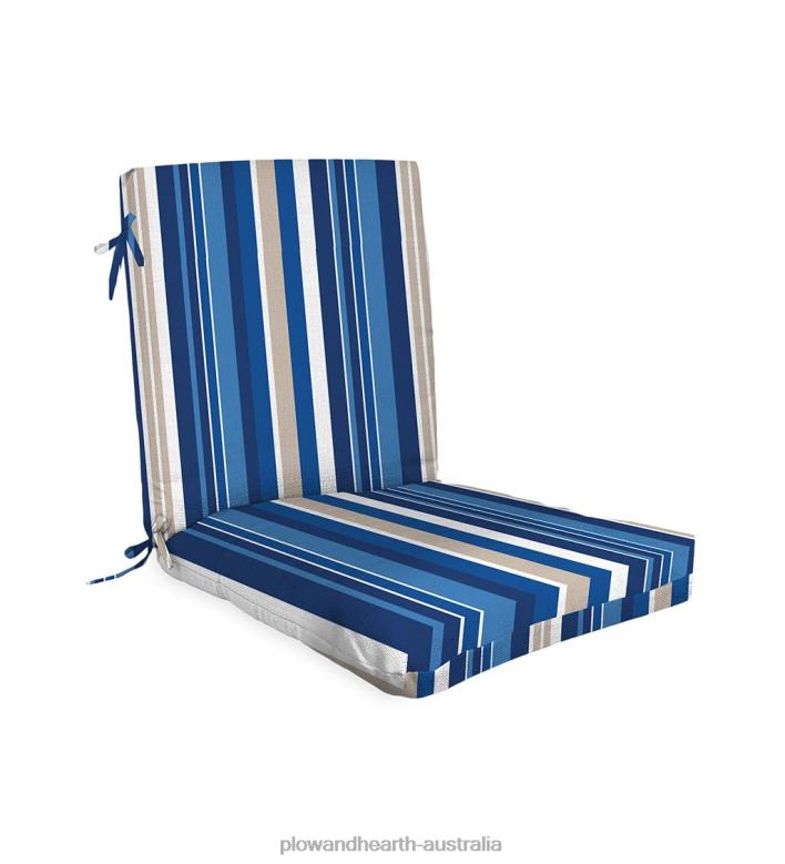 Plow & Hearth Classic Club Chair Cushion with Ties, 22x 44x 4- Palermo Stripe P22BD3139 Houseware