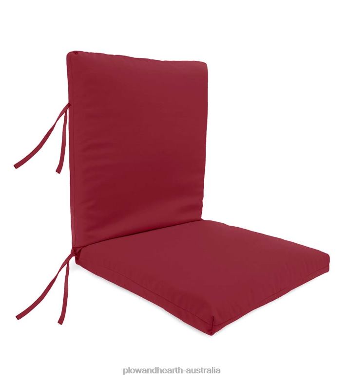 Plow & Hearth Polyester Classic Large Club Chair Cushion With Ties, 44x 22with hinge 22from bottom - Forest Green P22BD1202 Houseware